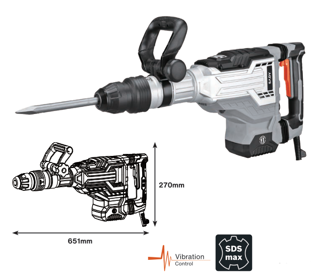 MARTELO DEMOLIDOR SDS-MAX 1.700W 45 JOULES | SADY - DS5292 - Garantia de 3 Anos  na SADY - Apenas 339.90€! Compra agora na Tools Portugal