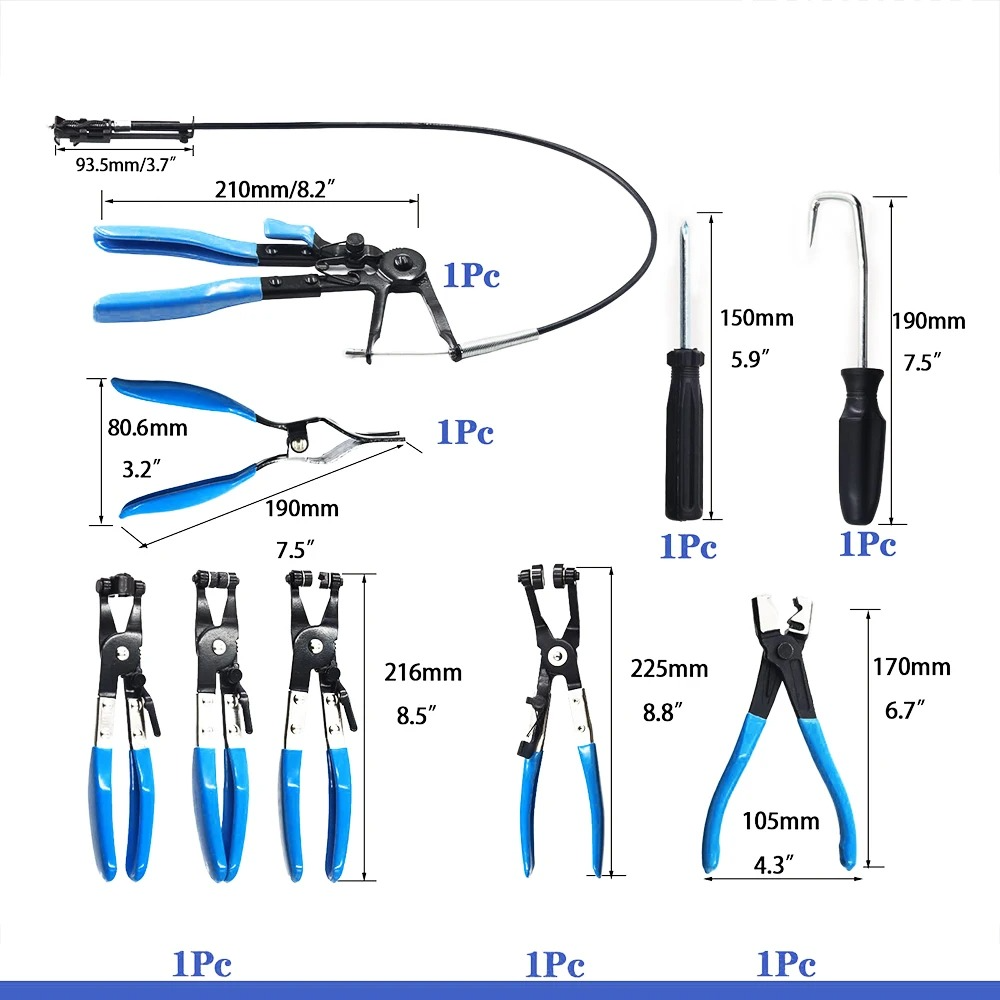 Kit Alicates para Braçadeira de Mangueira – 9 Peças