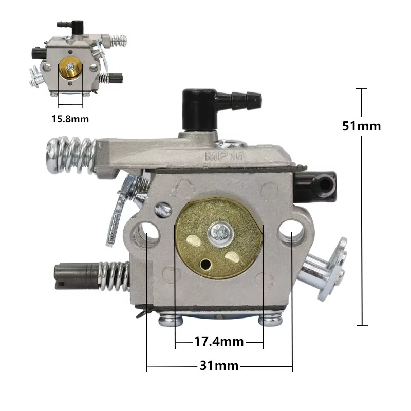 Carburador MP16 para Motosserra a Gasolina – 45cc / 52cc / 55cc / 58cc